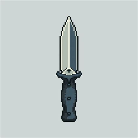 Pixel art illustration Knife. Pixelated Knife. Survival Combat Knife pixelated for the pixel art ...