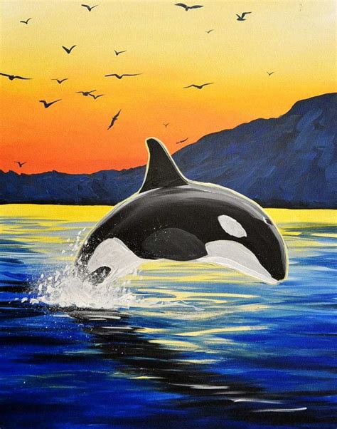 Paint and Sip Ideas | Whale painting, Acrylic painting canvas, Beginner painting