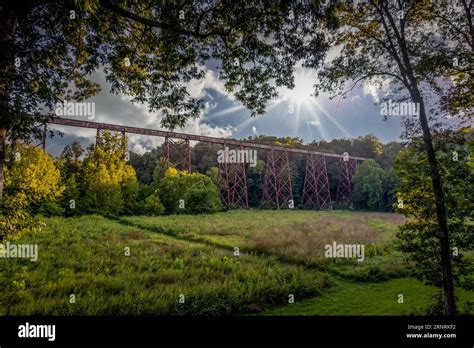 tulip train trestle bridge tracks indiana Stock Photo - Alamy