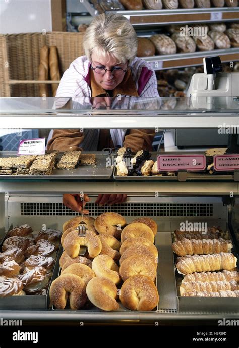 Baker's, confectionery, shop assistant, counter, sales, curd oil dough ...