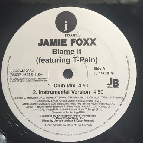 Jamie Foxx Featuring T-Pain – Blame It (2009, Vinyl) - Discogs