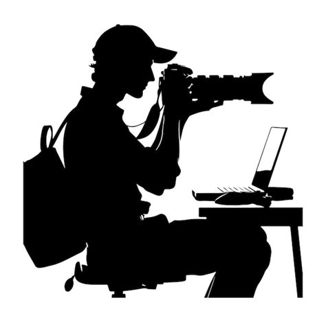 Premium Vector | Photographer man camera silhouette vector