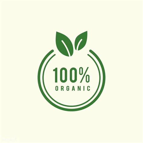 the 100 % organic logo is shown in green and white, with leaves on it