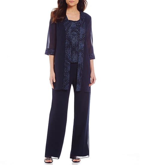 Le Bos Evening 3-Piece Chiffon Pant Set | Dillard's in 2021 | Classy ...