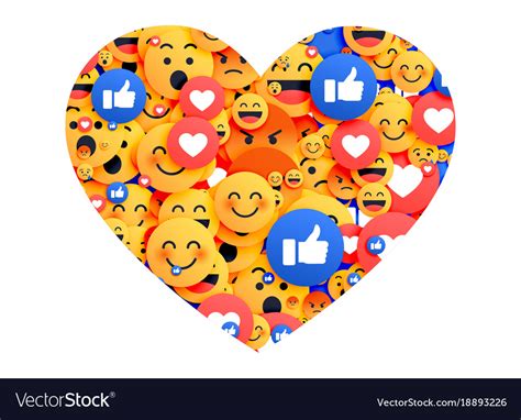 Heart made with social media emoji icons Vector Image