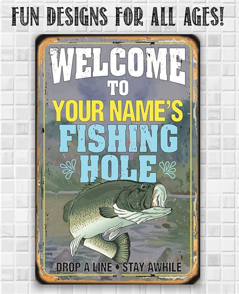 Tin Personalized Fishing Hole Metal Sign 8 X | Etsy