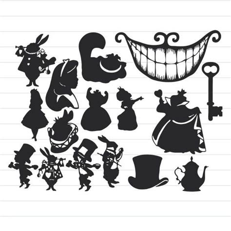 INSTANT DOWNLOAD Alice in Wonderland Silhouettes Alice in | Alice in ...