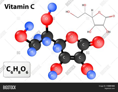 Vector y foto Vitamin C Molecule | Bigstock