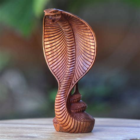 Wood statuette, 'Cobra' | Wood animal, Wood sculpture, Hand carved