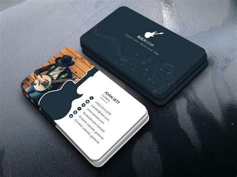 Guitar Musician Business Card Template with Violin Image