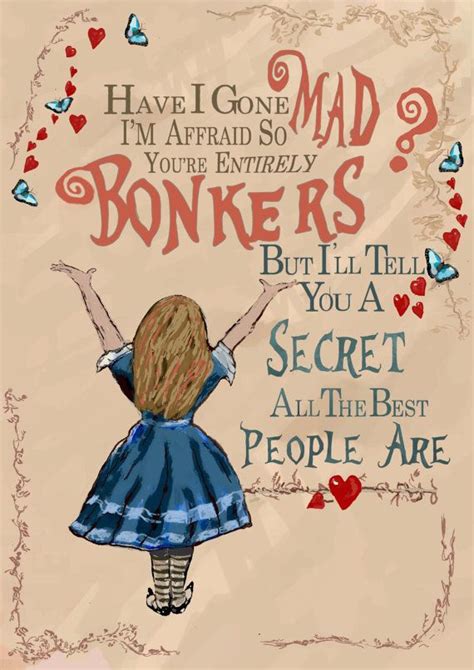 Alice in Wonderland 'Bonkers' Quote poster Mad Hatter | Etsy in 2021 ...