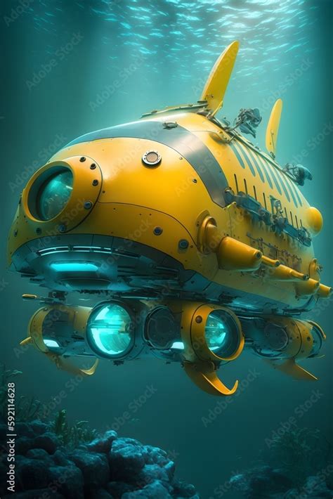 An autonomous underwater drone exploring the depths of the ocean Stock ...