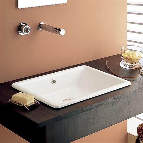 Nameeks Scarabeo White Drop-in Rectangular Bathroom Sink with Overflow ...