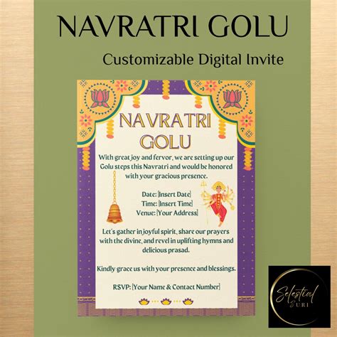 Customizable Navratri Golu Invitation Digital Navratri Invite, Unique Canva Editable Design for ...