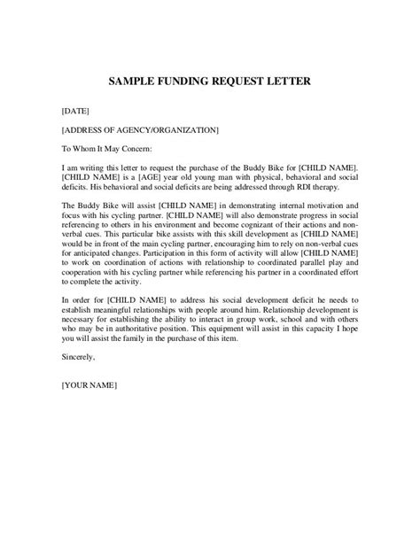 Funding letter sample