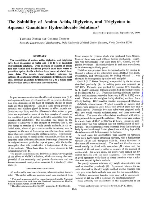 (PDF) The Solubility of Amino Acids, Diglycine, and Triglycine in Aqueous Guanidine ...