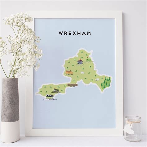 Wrexham Map Illustrated Map of Wrexham Print / Travel Gifts | Etsy