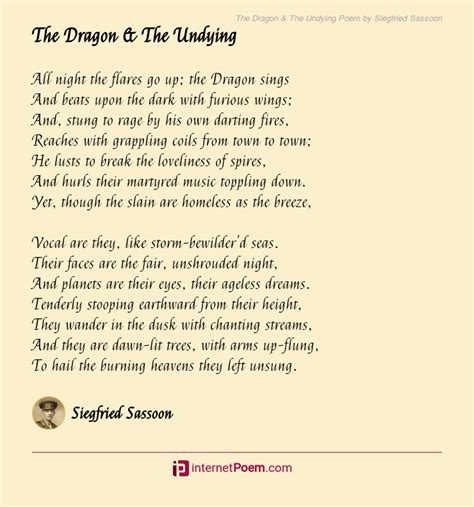 The Dragon & The Undying Poem by Siegfried Sassoon