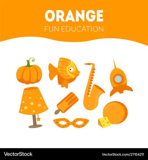 Different objects in orange color fun educational Vector Image