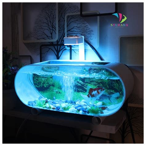 Akuarium kapsul 1 Set akuarium mini plus pvc Plus pompa aerator dan lampu LED