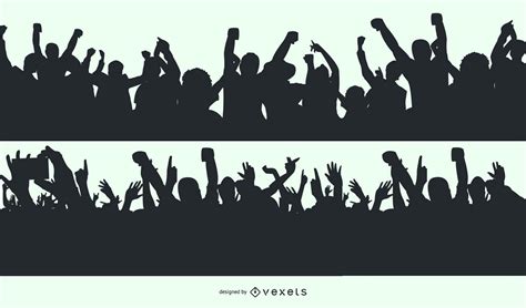 Cheering Crowd Silhouette Designs Vector Download