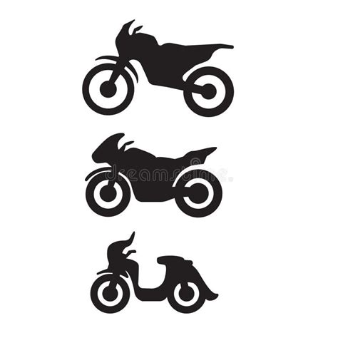Motorbike Motorcycle Symbols in Black Silhouette Stock Vector - Illustration of drive, motor ...