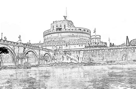 Stock Pictures: Rome castle or Castel Sant'Angelo - photographs and sketch