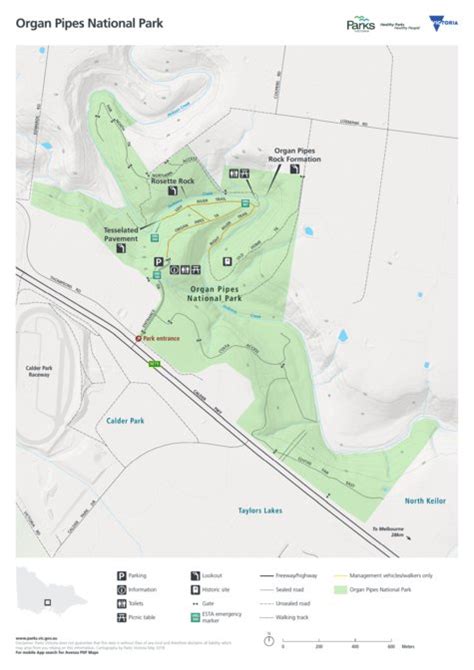 Organ Pipes National Park Visitor Guide Map by Parks Victoria | Avenza Maps