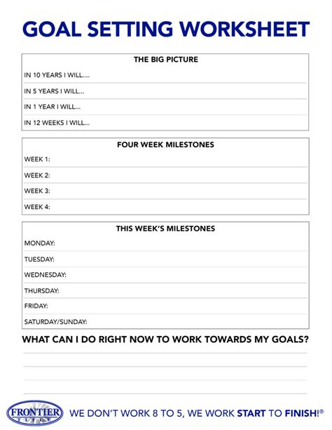 Goal Setting Worksheet For Students Pdf