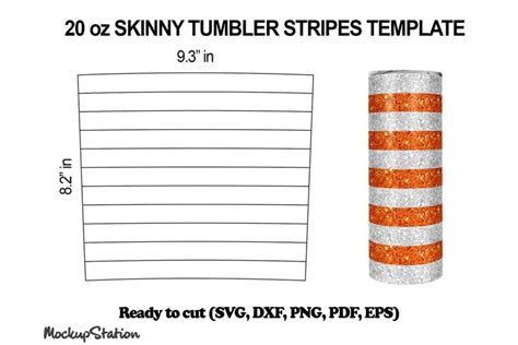 Stripes Pattern Tumbler Template 20oz Skinny SVG, DXF, PNG