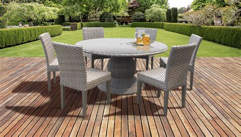 Florence 60 Inch Outdoor Patio Dining Table with 6 Armless Chairs