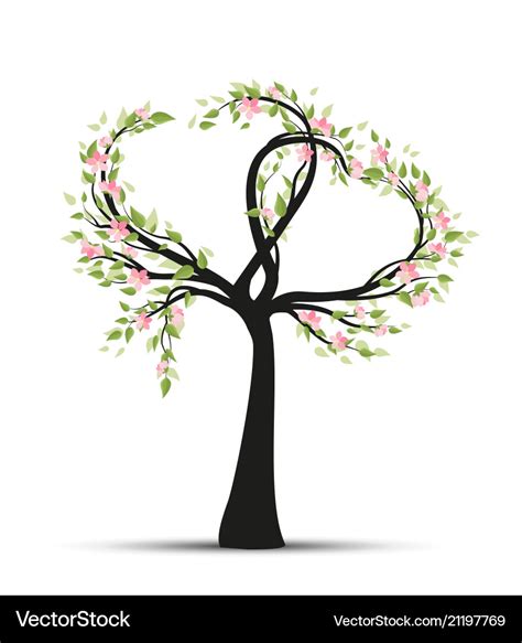 Tree with branches in heart shape Royalty Free Vector Image