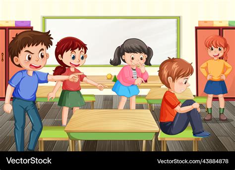 School bullying with student cartoon characters Vector Image