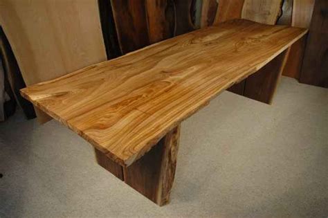 Siberian Elm Wood Slab Custom Dining Table: Dumond's Furniture