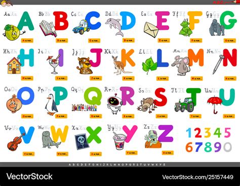 Alphabet with cartoon characters set Royalty Free Vector