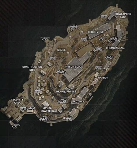 COD Warzone Rebirth Island Map with Locations Names - New Warzone Map Image