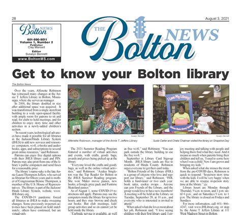 Bolton Library Featured in The Bolton News | Jackson/Hinds Library System