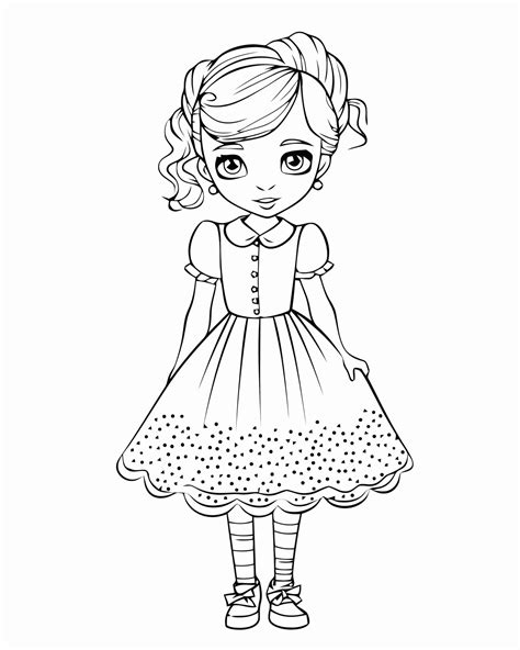 Girl In Dress Coloring Page