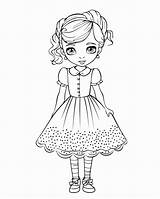 girl In A Dress coloring Page 23632951 Vector Art At Vecteezy sketch template