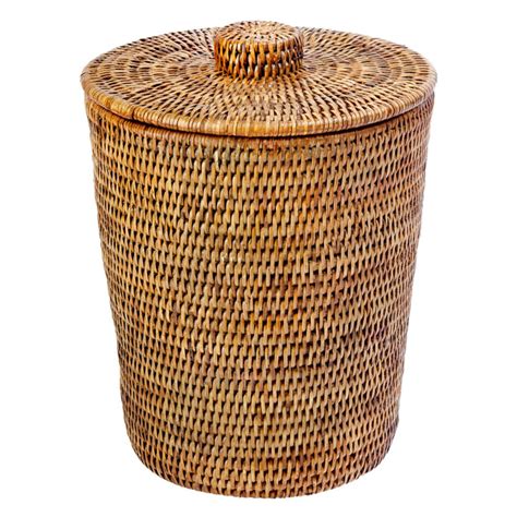 Woven Bathroom Trash Can With Lid – HOMYSTYLE