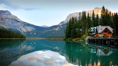 Wallpaper : reflection, landscape, nature, lake, house, trees, mountains, sky, Canada, British ...