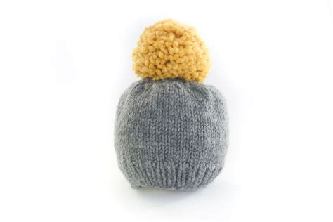 Knit Beanie Pom Pom Hat for Children Blend Yarn Warm and Soft Seamless ...