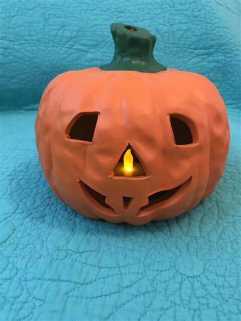 Vintage Ceramic Halloween Pumpkin Jack~O~Lantern Candle Holder | eBay