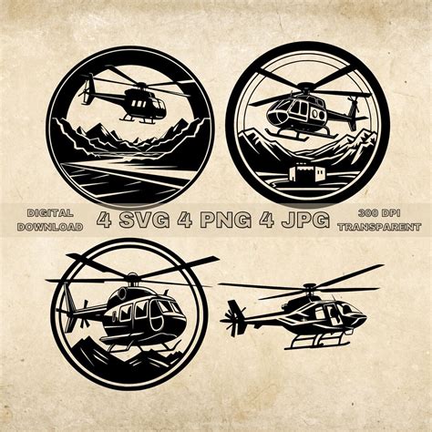 Helicopter SVG Bundle, PNG, Helicopter Clipart, Hand Drawn Helicopter ...