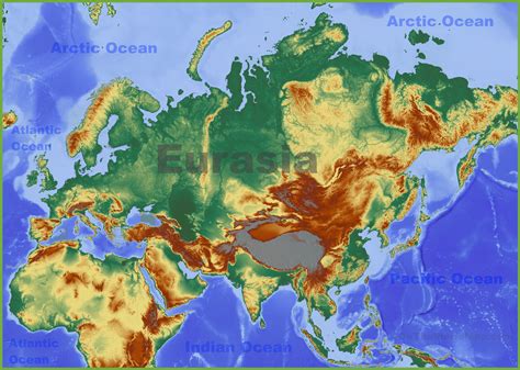 Physical map of Eurasia