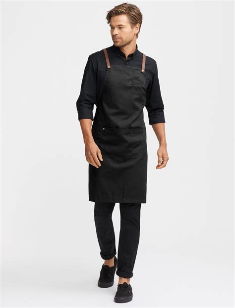 Henry Bib Apron - Black Cross Back Apron | Black apron, Restaurant uniforms, Bartender uniform