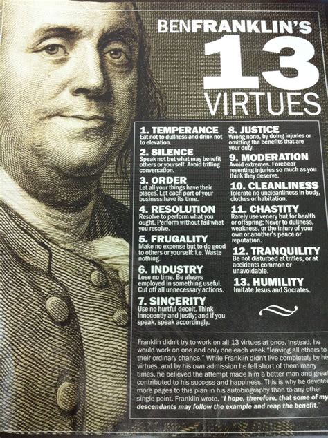 extraordinarily ordinary blog: BENJAMIN FRANKLIN'S 13 VIRTUES | Wisdom quotes, Ben franklin ...