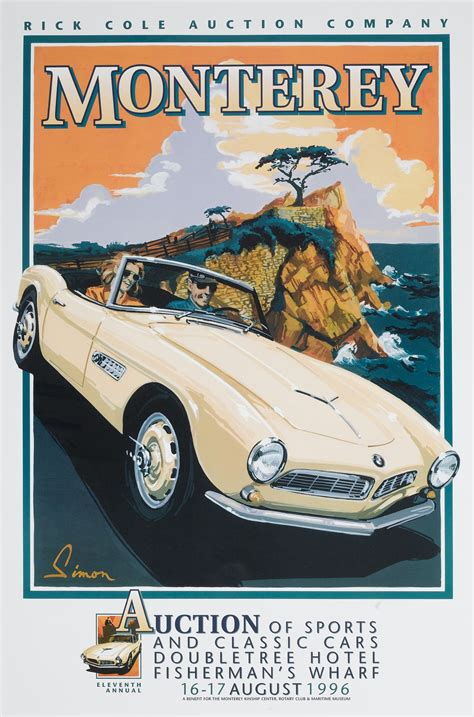 Monterey Auction Vintage style poster, BMW 507, by © Dennis Simon. This ...