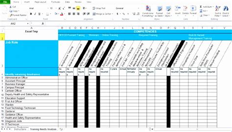 Excel Training Matrix Template Free