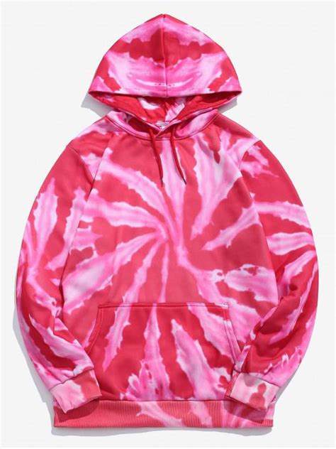 [30% OFF] 2021 Tie Dye Print Fleece Hoodie In RED | ZAFUL